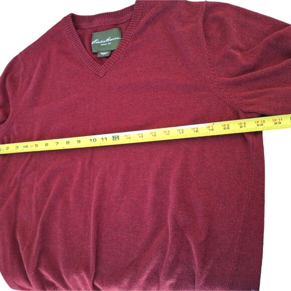 Eddie Bauer Cotton and Cashmere V-Neck Sweater Pullover Maroon Men size Large - Picture 10 of 12
